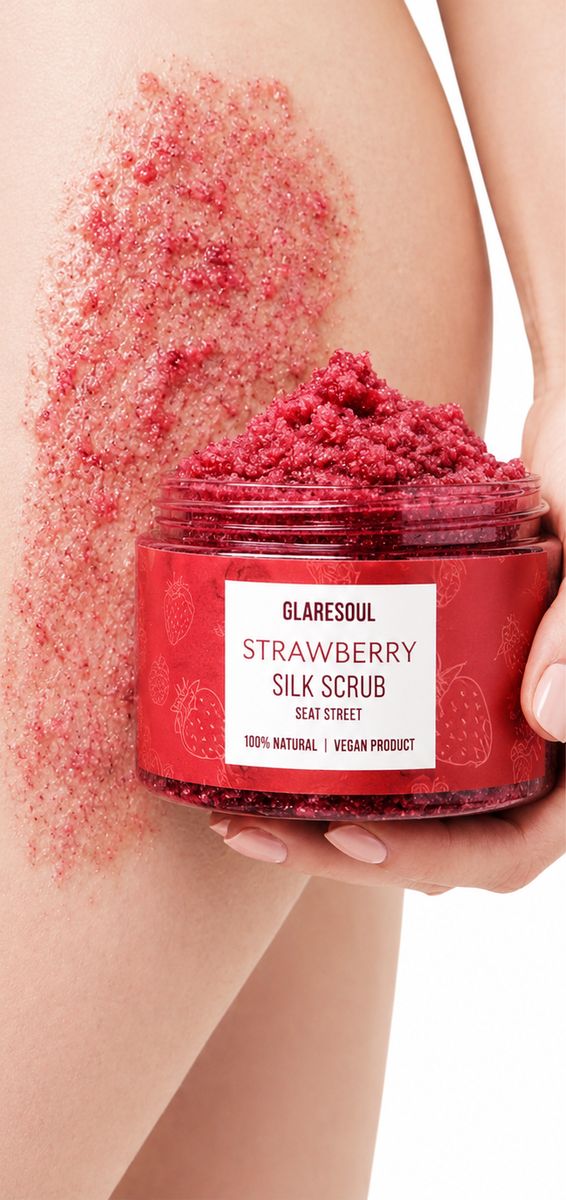 Cilde uygulanmış çilekli peeling ve kavanoz