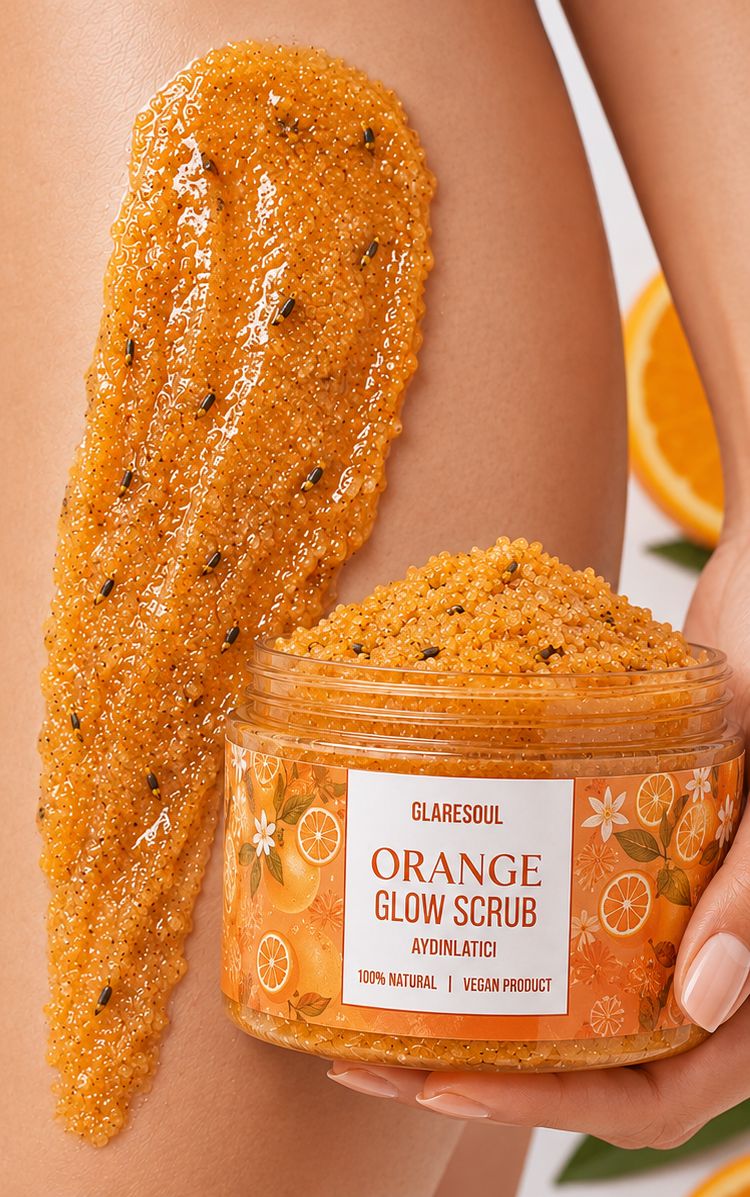 Cilde uygulanmış portakallı peeling ve kavanoz