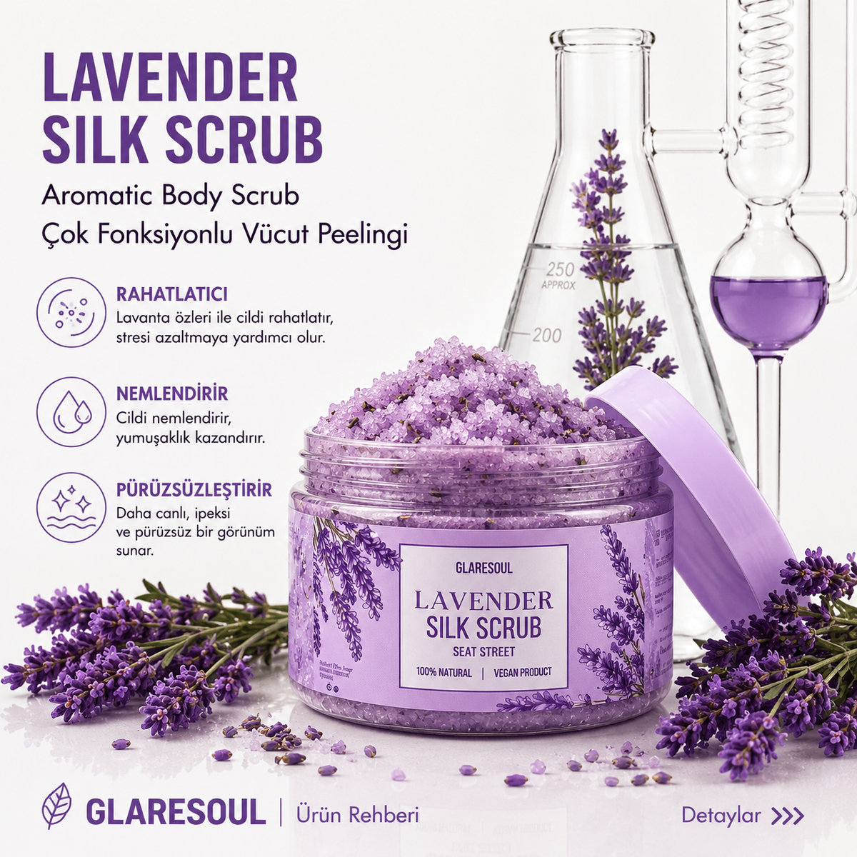 Lavender Silk Scrub – Lavantalı Vücut Peelingi 150 ml